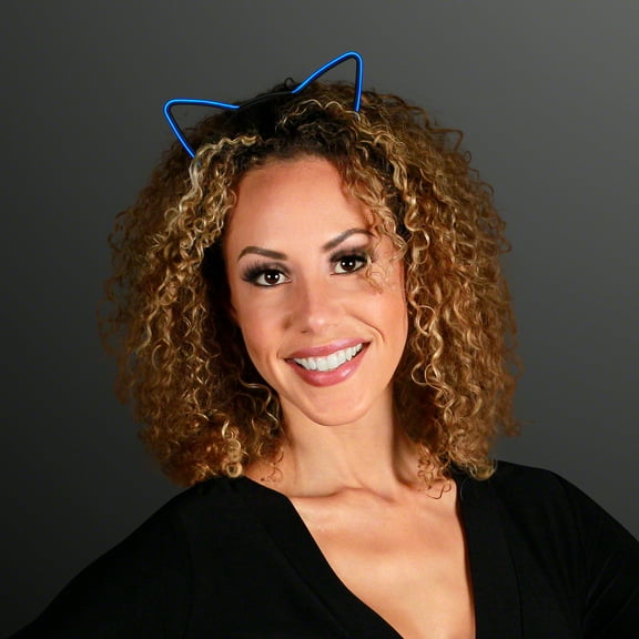 FlashingBlinkyLights Blue EL Wire Cat Ears Headband
