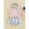 thumbnail image 2 of Kiapeise Baby Girl Easter Outfit Newborn Bunny Dress Floral Romper Ruffle Onesie Suspender Shorts Jumpsuit Cute Clothes, 2 of 9