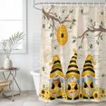 thumbnail image 6 of Yellow Bees Gnomes Shower Curtain, Waterproof Shower Curtains for Bathroom, Spring Floral Branches Pastoral Washable Fabric Bathtub Curtain Set Bath Decor with 12 Hooks 72"x78", 6 of 6
