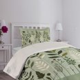 thumbnail image 2 of Ambesonne Monstera Quilted Coverlet 2 Pcs, Scandinavian Botanical Art, Twin Size, Pale Green Coconut Fawn, 2 of 4