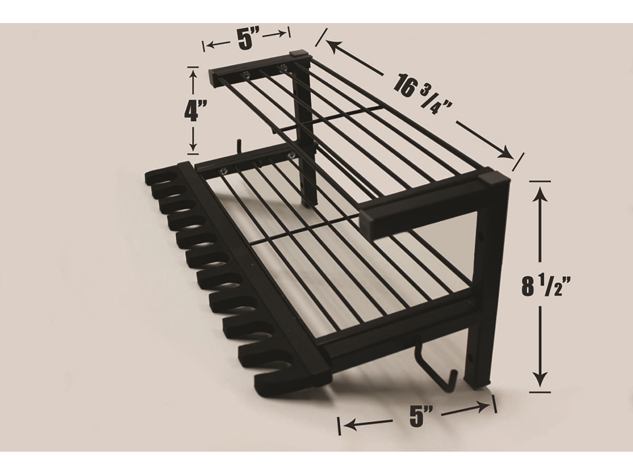 HySkore 10 Gun Rack and Shelf Unit Metal Frame with Foam Padding Black Frame