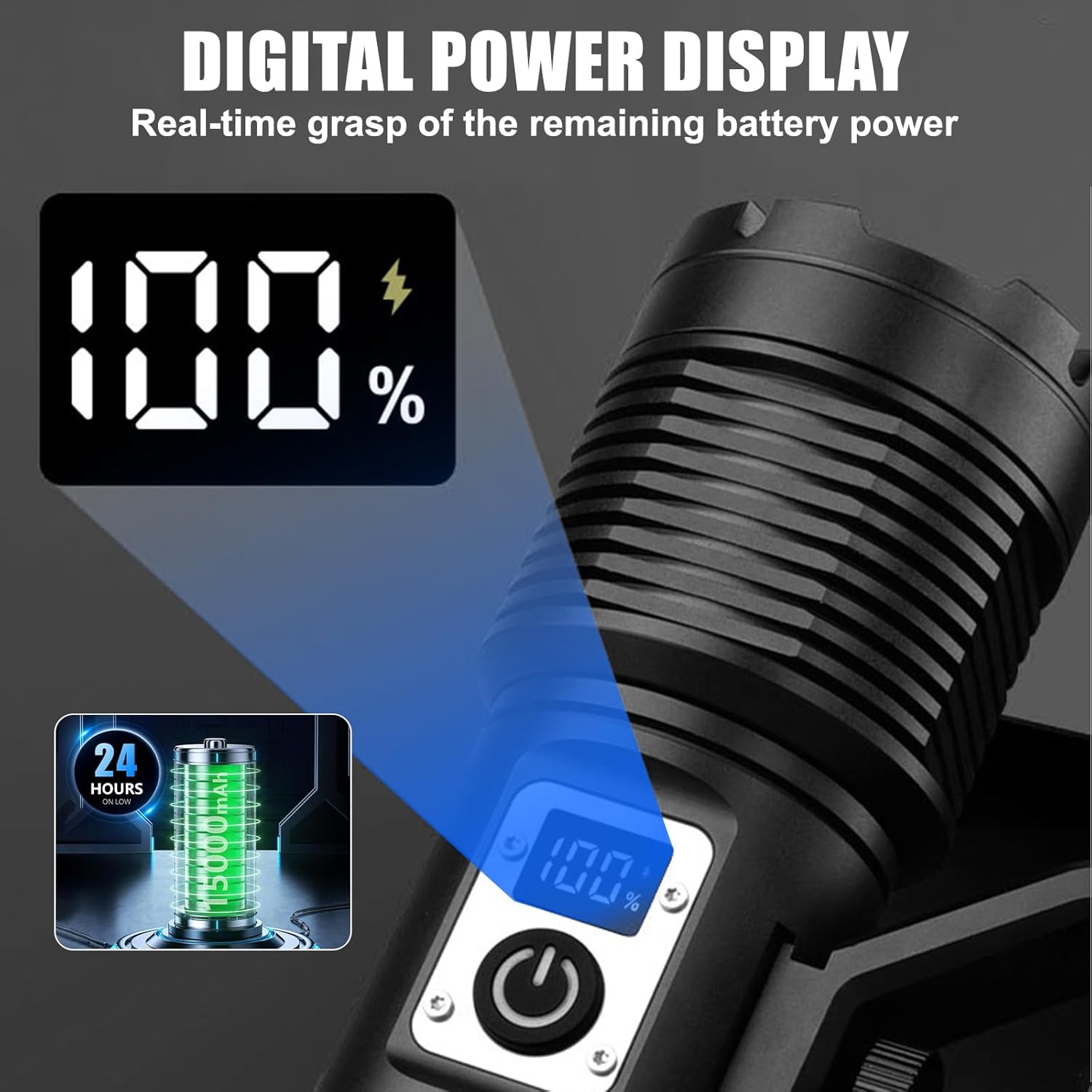 WOLFWAY Flashlights High Lumens, Rechargeable Torch with Cob Taillight, 2500 Lumens Super Bright LED Light, Flash Light with 11 Modes