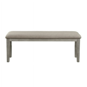 Armhurst Collection Dining Benches with Wire-Brush Gray Finish and Neutral Fabric-Covered Seats