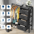 thumbnail image 4 of Organizador de almacenamiento de tela de 4 cajones con estructura de acero al carbono y construcción de tablero de partículas, unidad de almacenamiento multi,Negro, 4 of 11