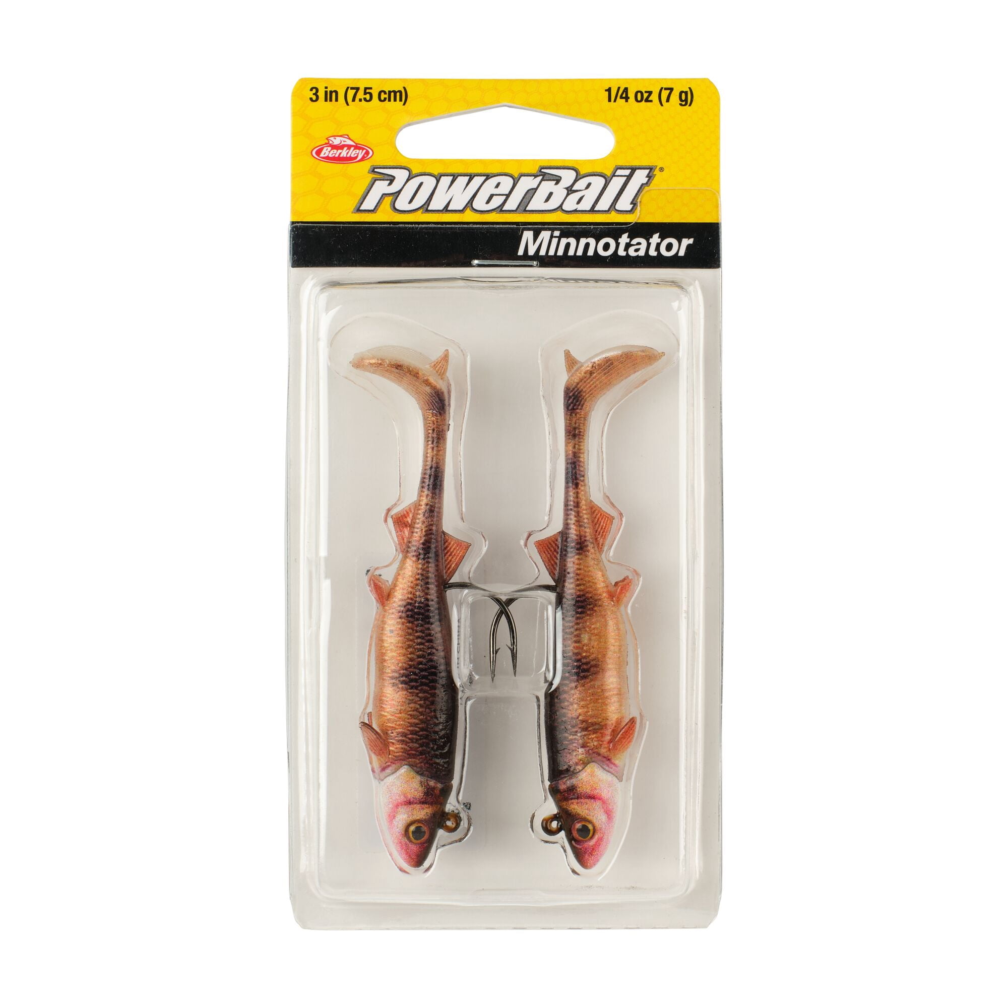 Berkley PowerBait® Minnotator, 3 in, Pre-Rigged Baits, HD Perch (2 Count)