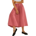 thumbnail image 2 of High Elastic Waist Women Solid Color Long Swing Skirt with Pocket, 2 of 6