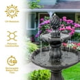 thumbnail image 5 of Sunnydaze Traditional Black Resin 2-Tier Solar Fountain with Battery, 5 of 13