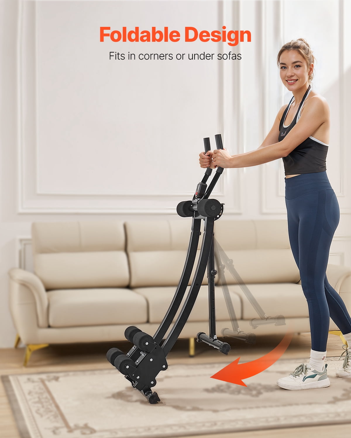 KFFKFF Core Exercise Device, Home Gym Dual-Track Abdominal Equipment, Core and Abdominal Trainer for Females, 440 lbs Load Limit for Strength Training, Adjustable Foldable Abdominal Cruncher