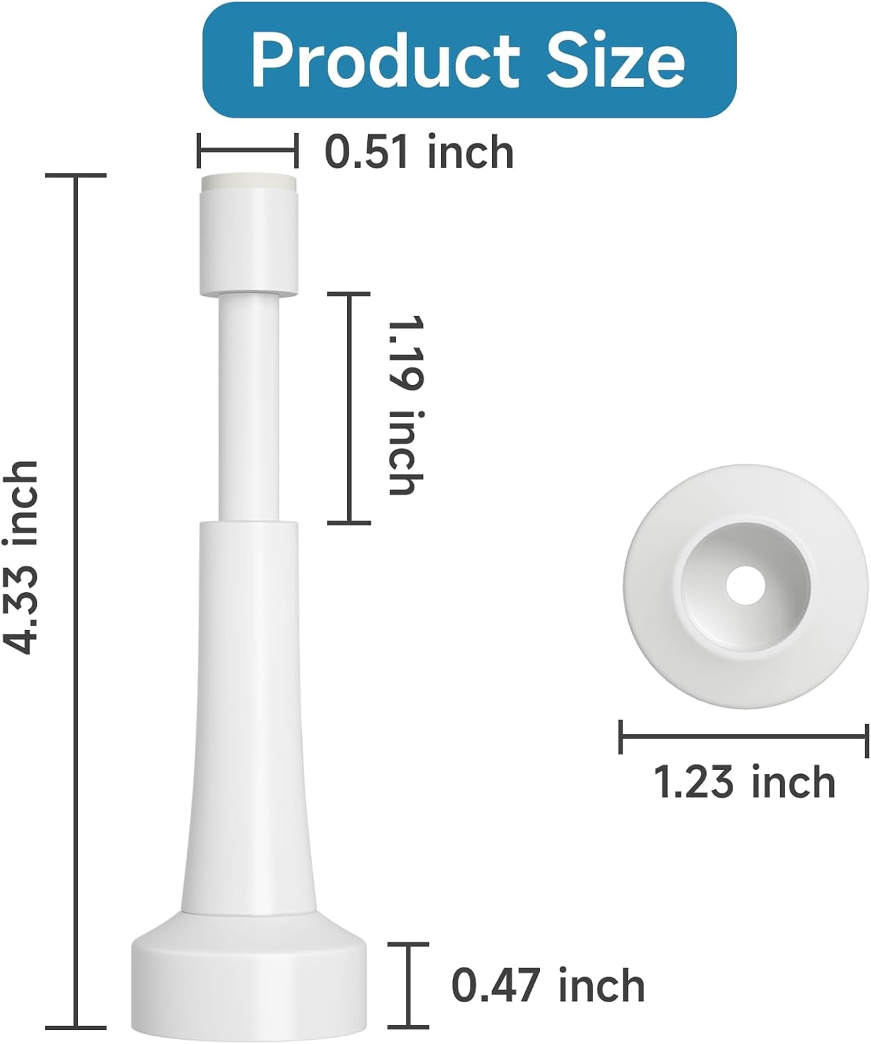 JJEAN-2PCS Spring Door Stoppers for Wall - 4.33 Inch Door Stop for Bottom of Door, Aluminum Doorstopper with Silicone Tip, Screw & Adhesive Installation, White