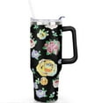 thumbnail image 2 of 40oz Pioneer Tumbler with Handle Lid and Straw,Colorful Floral Tumblers Gifts for Women Girls Men Adults（Black）, 2 of 7