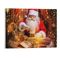 Creowell Christmas Decor Framed Canvas Wall Art, Winter Christmas Poster Picture Canvas Prints Artwork, Santa Claus Canvas Wall Art for Living Room Decor Bedroom Wall Decor 20x16 Inch