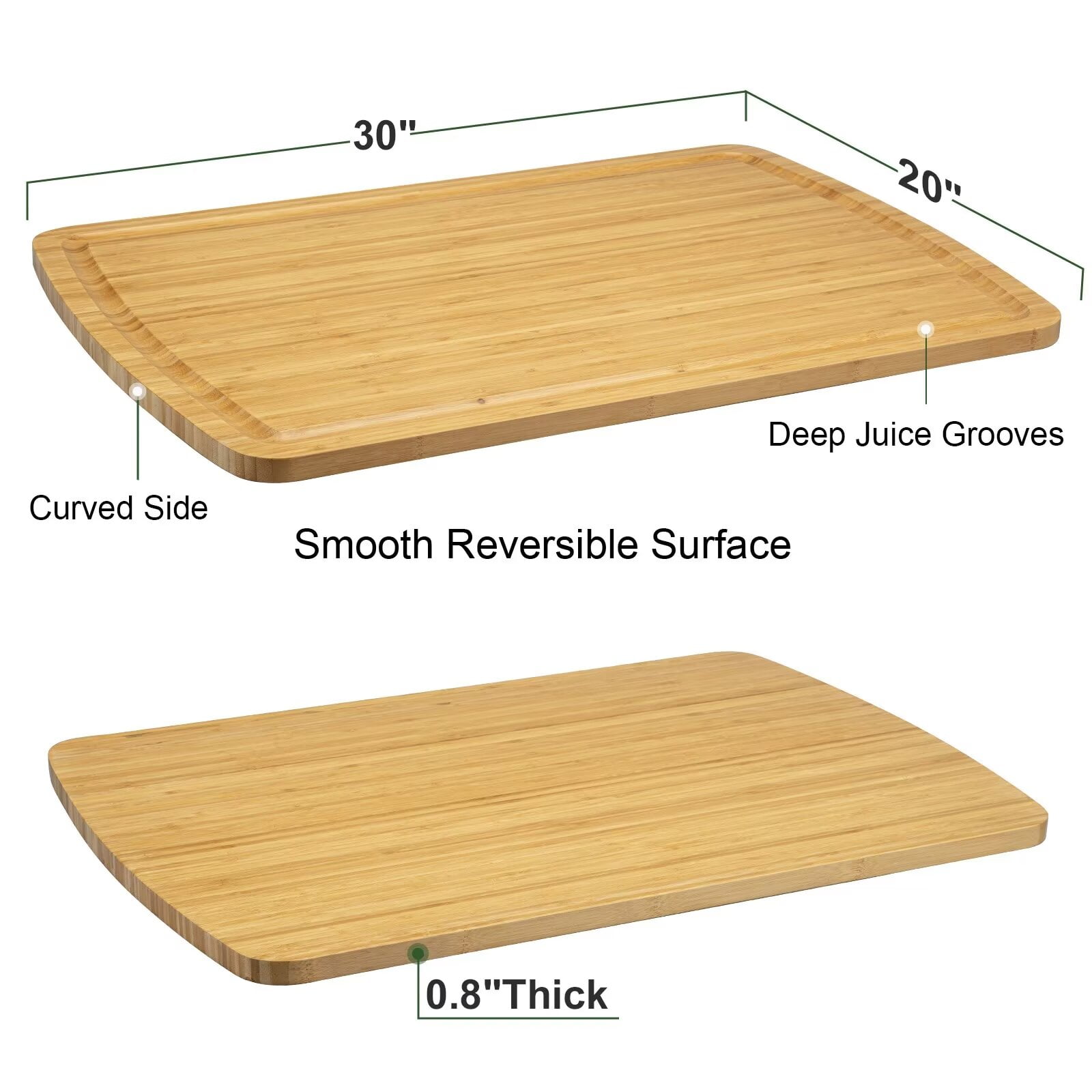 30 x 20 Extra Large Bamboo Cutting Board for Kitchen, Cutting Board Stove Top Cover, Butcher Block Chopping Board with Juice Groove, Large Charcuterie Board, Over the Sink Cutting Board