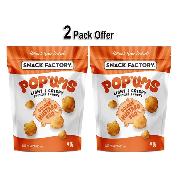 Snack Factory Pop'ums Golden Mustard BBQ Pretzel Snacks, 9 oz (2 Pack) offer from Winrock Store