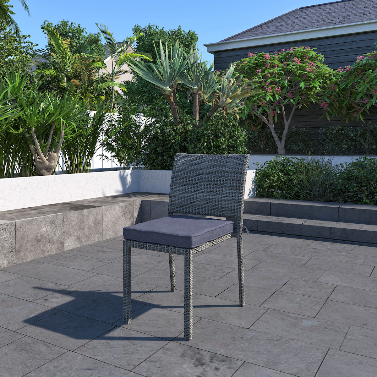 Amazonia Liberty All-Weather Wicker Outdoor Side Chairs, Set of 4, Gray