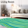 thumbnail image 2 of ODIKA 5'x7' Machine Washable Non-Slip Area Rug, Mountain Spring Abstract Rippled Stripe Design with Stylized Fern Details High Traffic Rug with Pad, Blue, 713269, 2 of 8