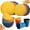Orange, Yellow, Navy Blue, Blue, variant on 16Pcs Plastic Wheat Straw Dinnerware Set, Reusable Plastic Dishes Set for 4, Kitchen Plates And Bowls Set (Deep Four Colors) Include Dinner Plates, Dessert Plates, Cereal Bowls, Cups