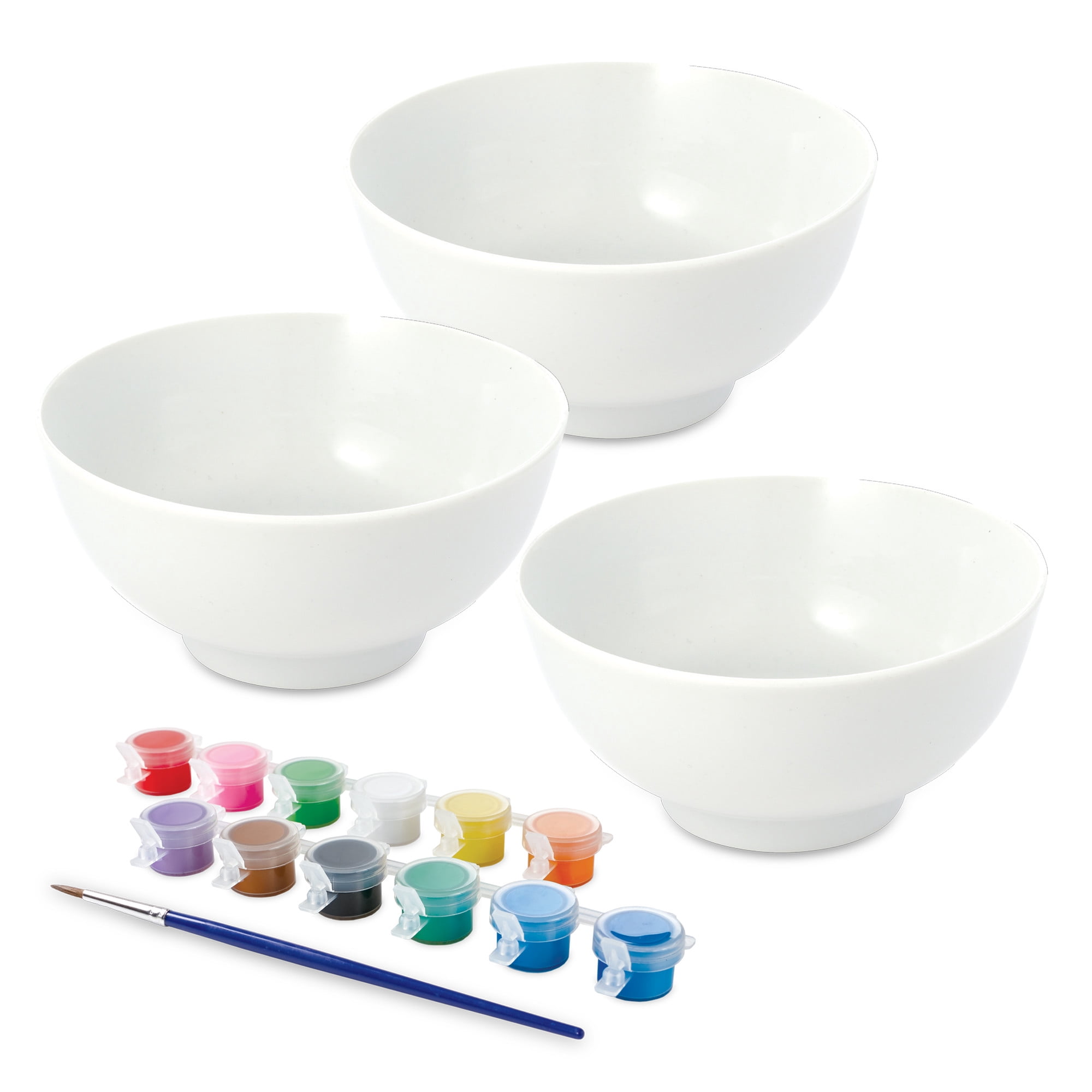 MindWare Paint Your Own Porcelain Bowls, 3 Porcelain Bowls with 4.5” Diameter, Paint, Bake & Display
