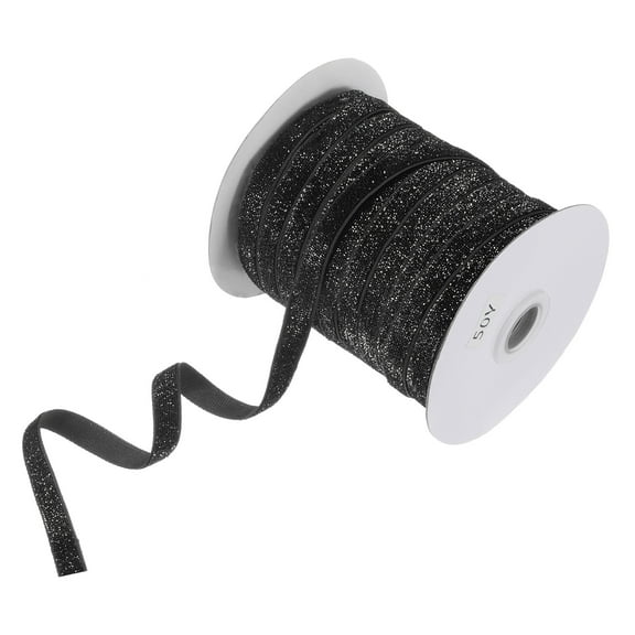 Uxcell Metallic Glitters Velvet Ribbon,3/8 Inch x 50 Yards for Crafts/Gift Wrapping Ribbon Bows[Black]