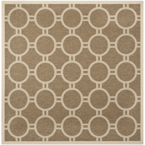 Safavieh Courtyard Ariel Geometric Indoor/Outdoor Area Rug, Brown/Bone, 7'10" x 7'10" Square
