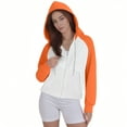 thumbnail image 4 of Htigea Womens Cropped Hoodies Full Zip Hooded Sweatshirts Thin Fleece Long Sleeve Sport Jackets with Pockets Orange XL, 4 of 8