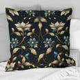 thumbnail image 2 of Designart "Opulent Blue And Golden Floral Design I" Marble Printed Throw Pillow, 2 of 5
