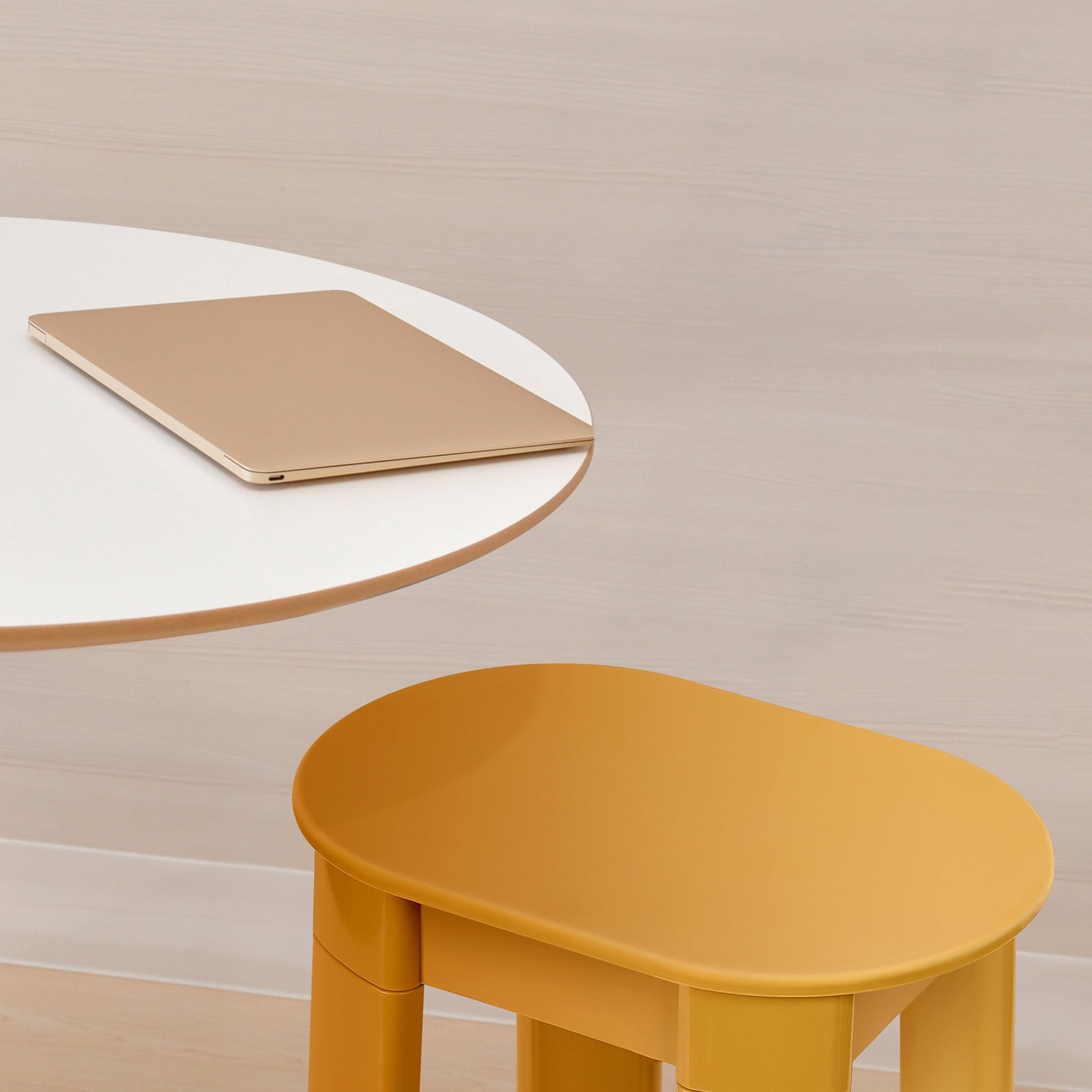 Modern Minimalist Low Small Plastic Round Stool, Orange
