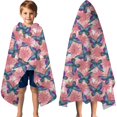 thumbnail image 3 of White Butterfly Red Blue Leaf Pattern Hooded Bath Towel，60"x35" for Ages 3 To 12 Kids, Quick Dry Lightweight Soft Microfiber Hood Beach Towel Cover Up for Kids, 3 of 7