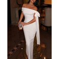thumbnail image 5 of Women’s Bardot Backless Split Hem Dress – Sexy Off Shoulder Bodycon Party Cocktail Evening Outfit, 5 of 6