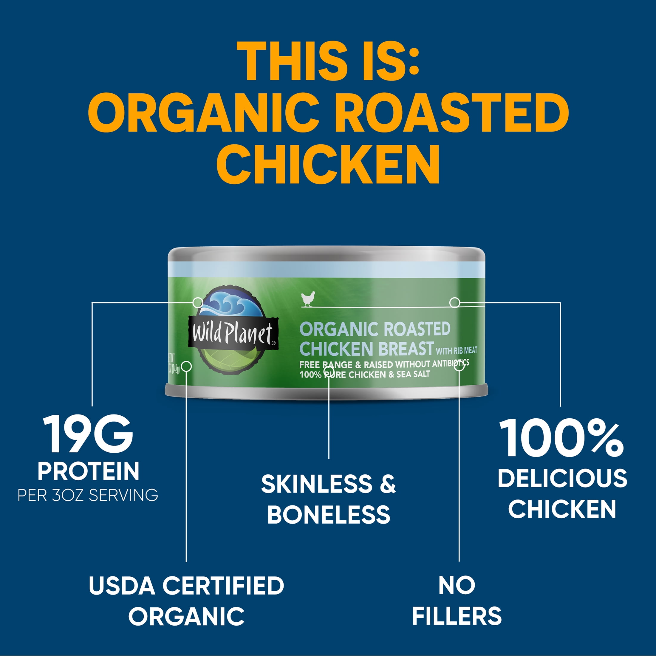 (4 pack) Wild Planet Organic Roasted Chicken Breast with Sea Salt, 5 oz Can