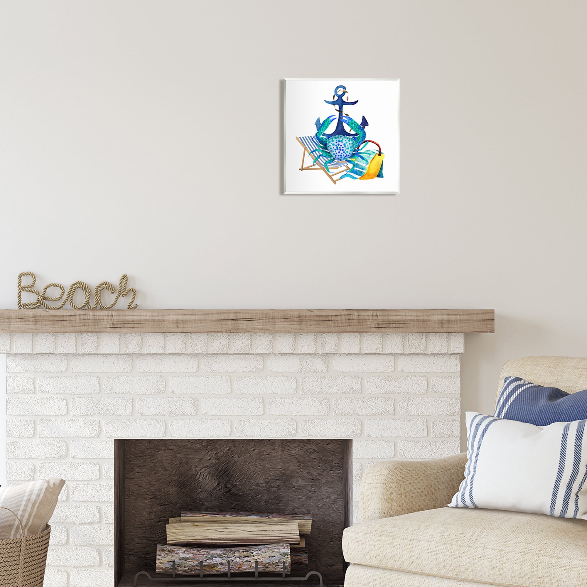 Stupell Industries Anchor & Beach Crab Animals & Insects Painting Unframed Art Print Wall Art, 12 x 12