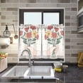 thumbnail image 4 of Yayeee Kitchen Curtains Tier Pair Light Filtering 27"x24" Rod Pocket Short Cafe Window Panel, Beige Cute Flower, 4 of 7