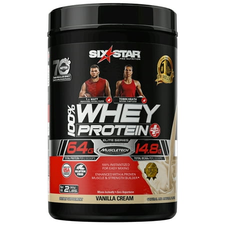 Six Star Pro Nutrition 100% Whey Protein Powder Plus, Vanilla, 2lbs
