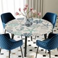 thumbnail image 5 of Elastic Fitted Round Tablecloth, Blue Teal Coastal Waterproof Stretch Table Cover for 55"-60" Tables, Summer Beach Starfish Coral Nautical Rustic Washable Outdoor Tablecloths for Patio, Camping, 5 of 9