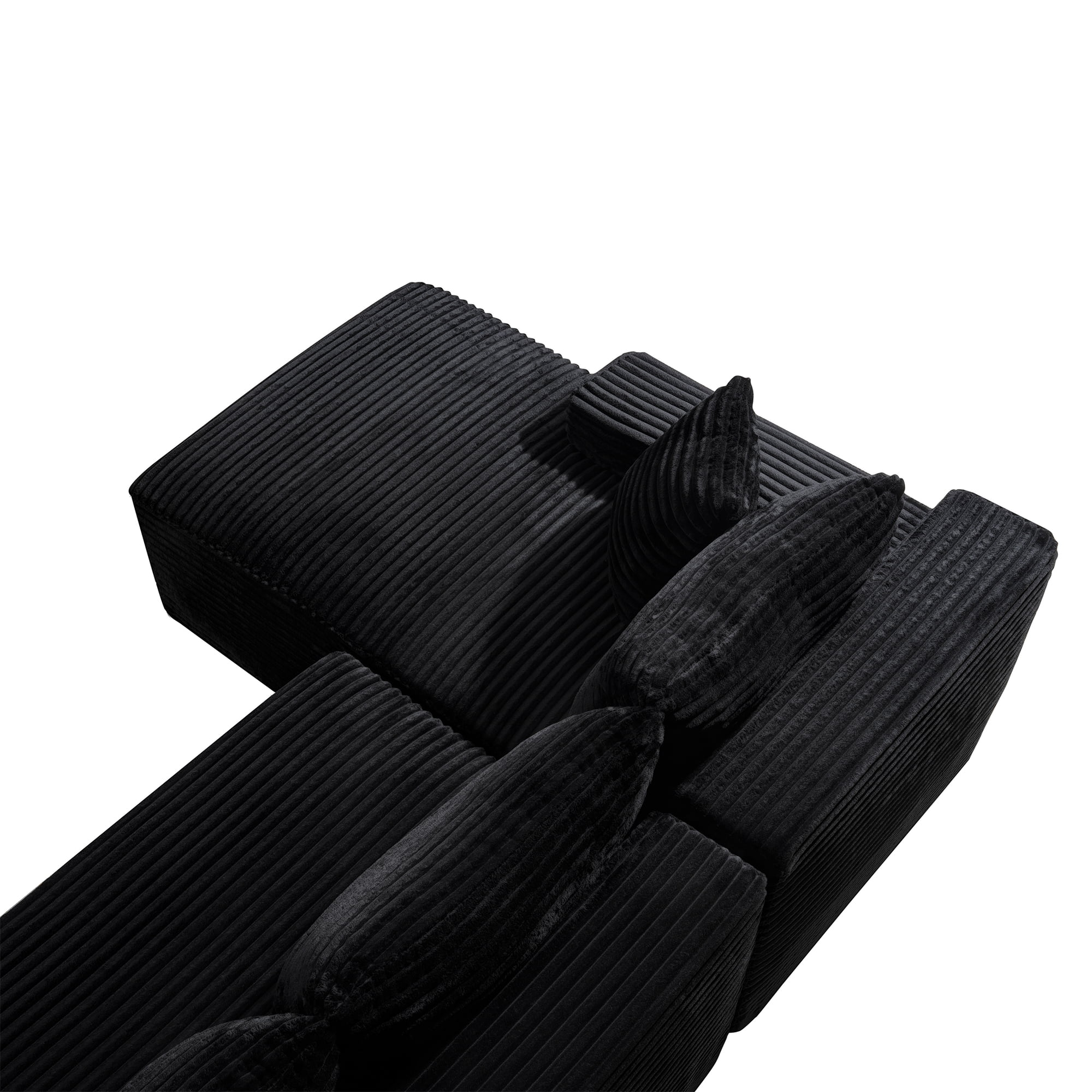 94.5 Inch Cloud Modular Sectional Sofa Couch with L-Shape Chaise, Deep Seat Corner Couch for Living Room No Assembly Needed, Reversible Chaise Lounge, Black