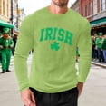 thumbnail image 2 of St.Patrick's Day Hawaiian Shirt for Men Irish Printed Casual Long Sleeve Crewneck Casual Shirt with Holiday Funny Print, Trendy Loose Fit Blouse, 2 of 5