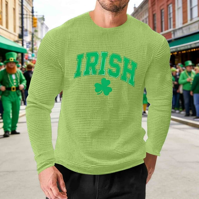 Amzcrzy - Sudadera Para Hombre, Estilo Informal, Holgada, Elástica, Para Fitness, Para El Hogar, Con Estampado Del Día De San Patricio, Manga Larga, Cuello Redondo, Blusa Verde, Talla S
