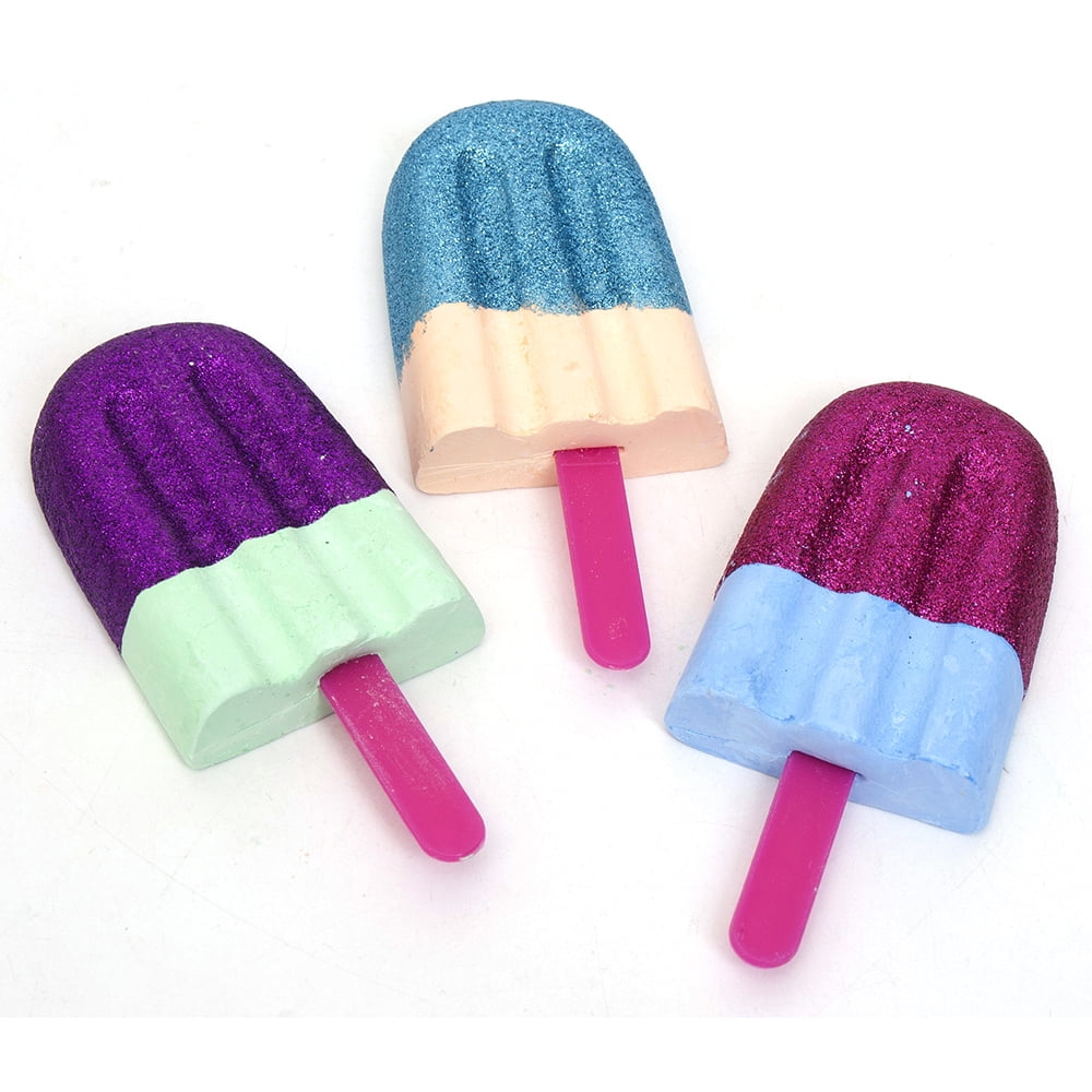 Goofy Foot Glitter Sidewalk Chalk Set - Non-Toxic, Washable Popsicle Shapes for Kids 3+