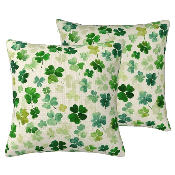 2 Pack St. Patrick's Day Throw Pillow Covers, Thick Faux Linen Texture Cushion Cases with Hidden Zipper(No Insert), Seasonal Holiday Decor for Living Room & Office 16"x16"