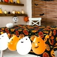 thumbnail image 3 of Halloween Tablecloth, Pumpkin Bat Spider and Candy Table Cloth, Microfiber Fabric Waterproof Tablecloths, Spillproof Table Cover for Dinner Party Decoration, Rectangle 60 x 120 Inch, Orange and Black, 3 of 5