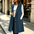 thumbnail image 4 of Xaqiouau Women's Long Sleeveless Trench Coat Lapel Collar Open Front Vest Jacket Casual Button Down Lightweight Duster Waistcoat Outerwear with Pockets, 4 of 6