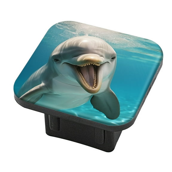 Hitch Cover Fits For 2-Inch Hitch,Playful Dolphin Smiles While Swimming In The Waterrubber Trailer Hitch Cover Tube Plug Insert,Car Exterior Accessories, Receiver Tube Hitch Plug