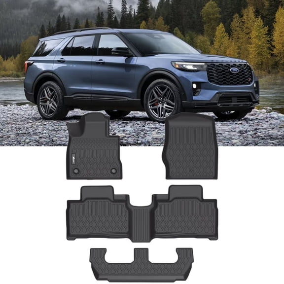 Nilight TPE Floor Mats for Ford Explorer 7 Seats 2020 2021 2022 2023 2024 2025,All Weather Custom Fit Heavy Duty Floor Liners