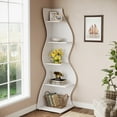 thumbnail image 4 of Tribesigns 5-Tier Wavy Corner Bookshelf – Modern Curved Display Shelf for Plants, Books & Décor (White), 4 of 12