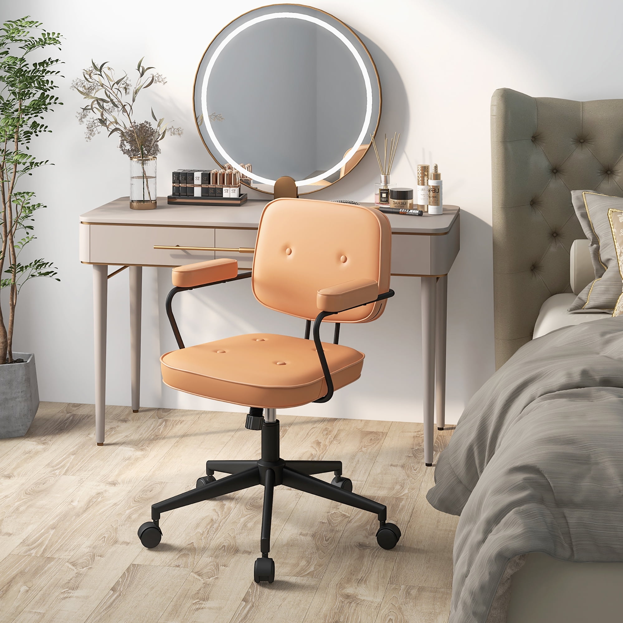 Costway PU Leather Office Chair Adjustable Swivel Leisure Desk