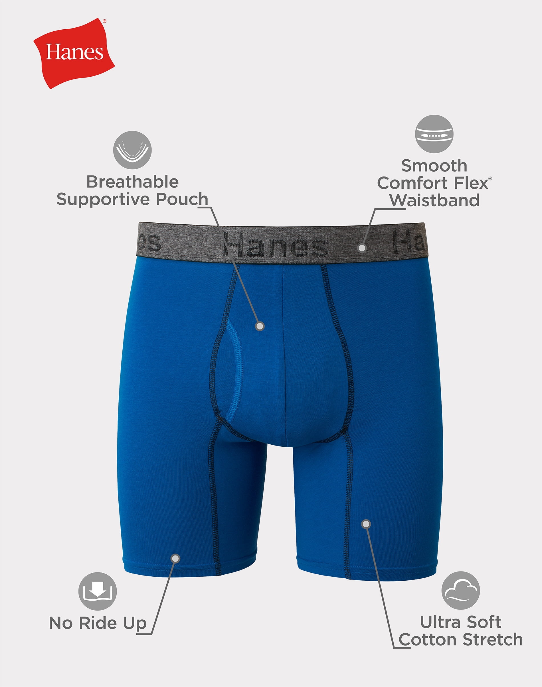 Hanes Men's Comfort Flex Fit Ultra Soft Cotton Stretch Boxer Briefs, 3 Pack