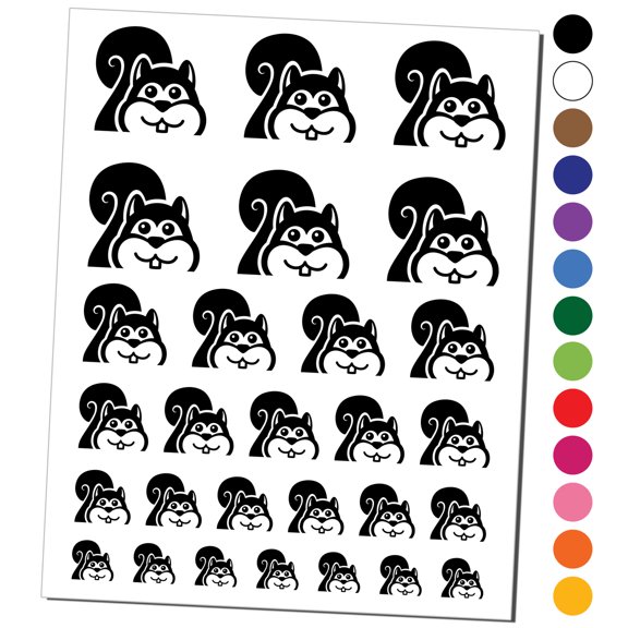 Peeking Squirrel Water Resistant Temporary Tattoo Set Fake Body Art Collection - Orange