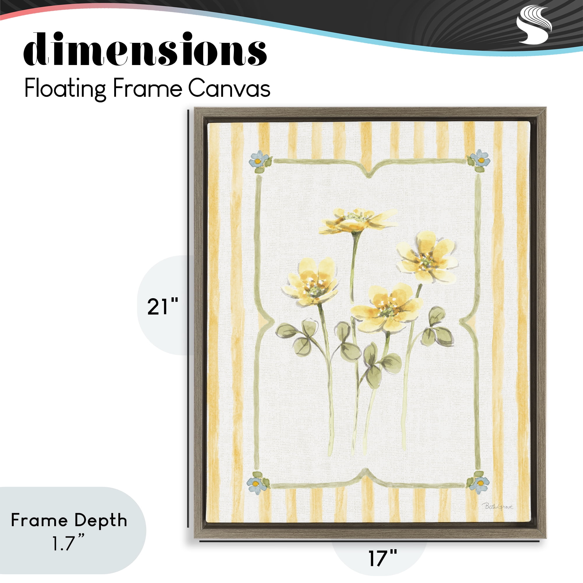 Stupell Industries Sweet Honey Florals Brown Framed Floater Canvas Wall Art, design by Beth Grove