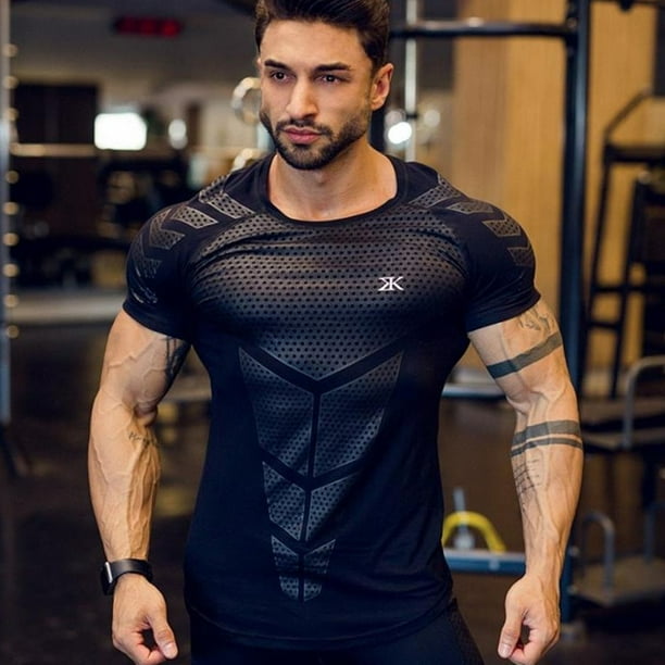 Camiseta de compresión de secado rápido para hombre, Camiseta corta ajustada para correr, deporte, gimnasio, Fitness, culturismo, entrenamiento, camisetas negras, ropa Tan Jianjun unisex