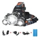 thumbnail image 1 of Linterna frontal recargable por USB, 3 LED T6, diadema ajustable, 1 of 4