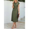 thumbnail image 6 of DOKOTOO Women's Summer Flowy A-Line Midi Dress for Party & Cocktail | Soft Cowl Neck, Ruched Waist with Cap/Short Sleeves Dresses, 6 of 8